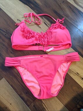 Neon Pink Fringe Bikini Set from Victoria’s Secret L